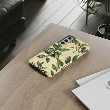 Botanical Leaves Tough Phone Case — Vintage Green Plant Print