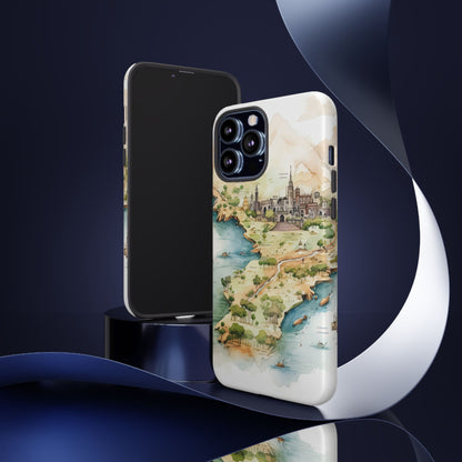 Hard Phone Case — Watercolor Fantasy Map Castle Design