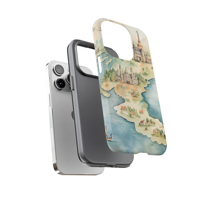 Hard Phone Case — Watercolor Fantasy Map Castle Design