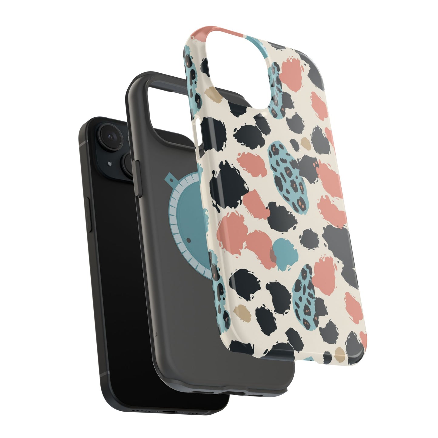 Leopard Splash Magnetic Impact Phone Case — Teal & Coral Animal Print