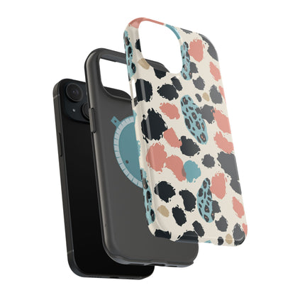 Leopard Splash Magnetic Impact Phone Case — Teal & Coral Animal Print