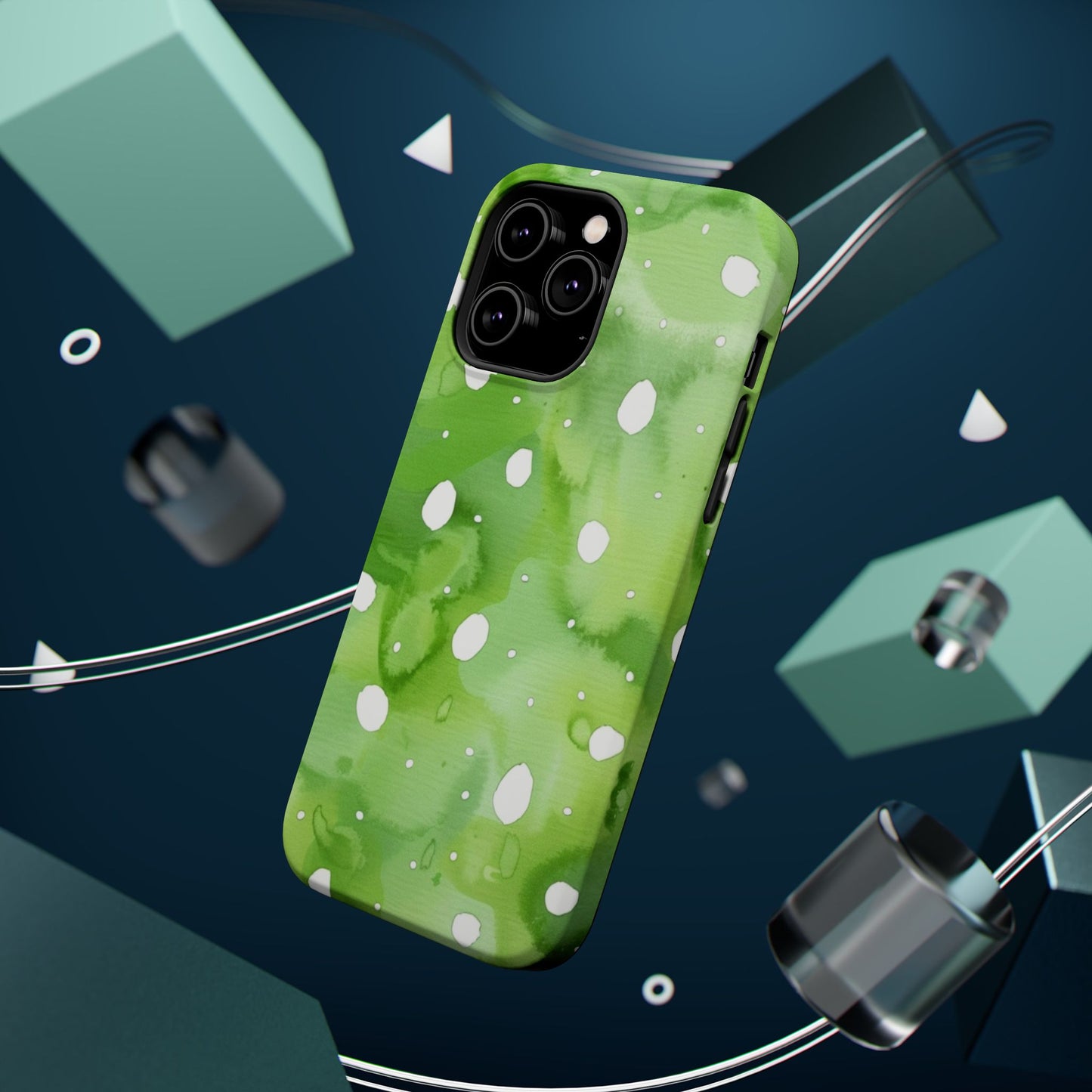 Green Watercolor Polka Dot Magnetic Impact Phone Case