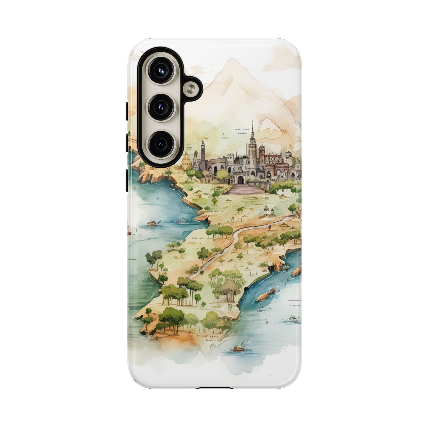 Hard Phone Case — Watercolor Fantasy Map Castle Design