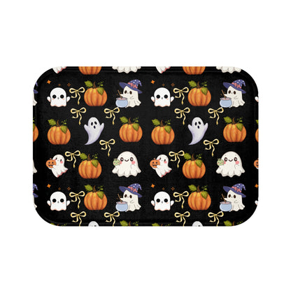 Halloween Ghost & Pumpkin Bath Mat, Spooky Bath Decor, Cute Bathroom Rug, Ghostly Home Accessory, Perfect for Fall Decor