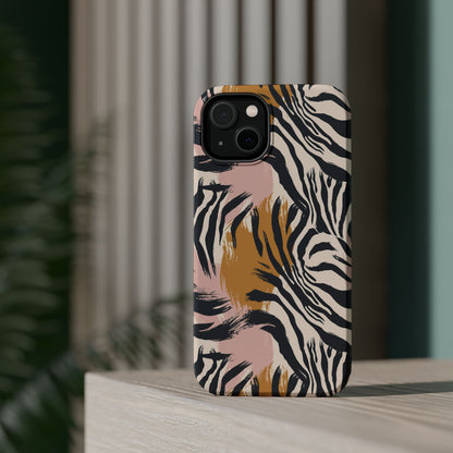 Zebra Brushstroke Magnetic Impact Phone Case,Africa Pattern