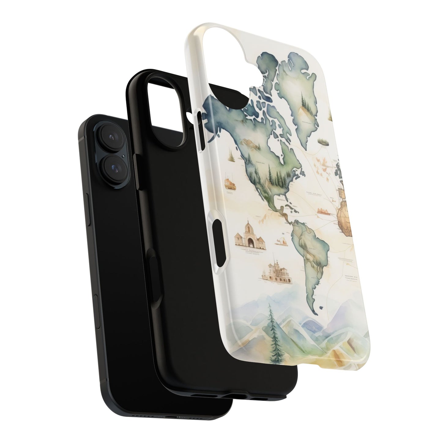 Hard Phone Case — Watercolor Fantasy Map Castle Design