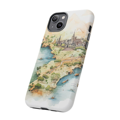 Hard Phone Case — Watercolor Fantasy Map Castle Design