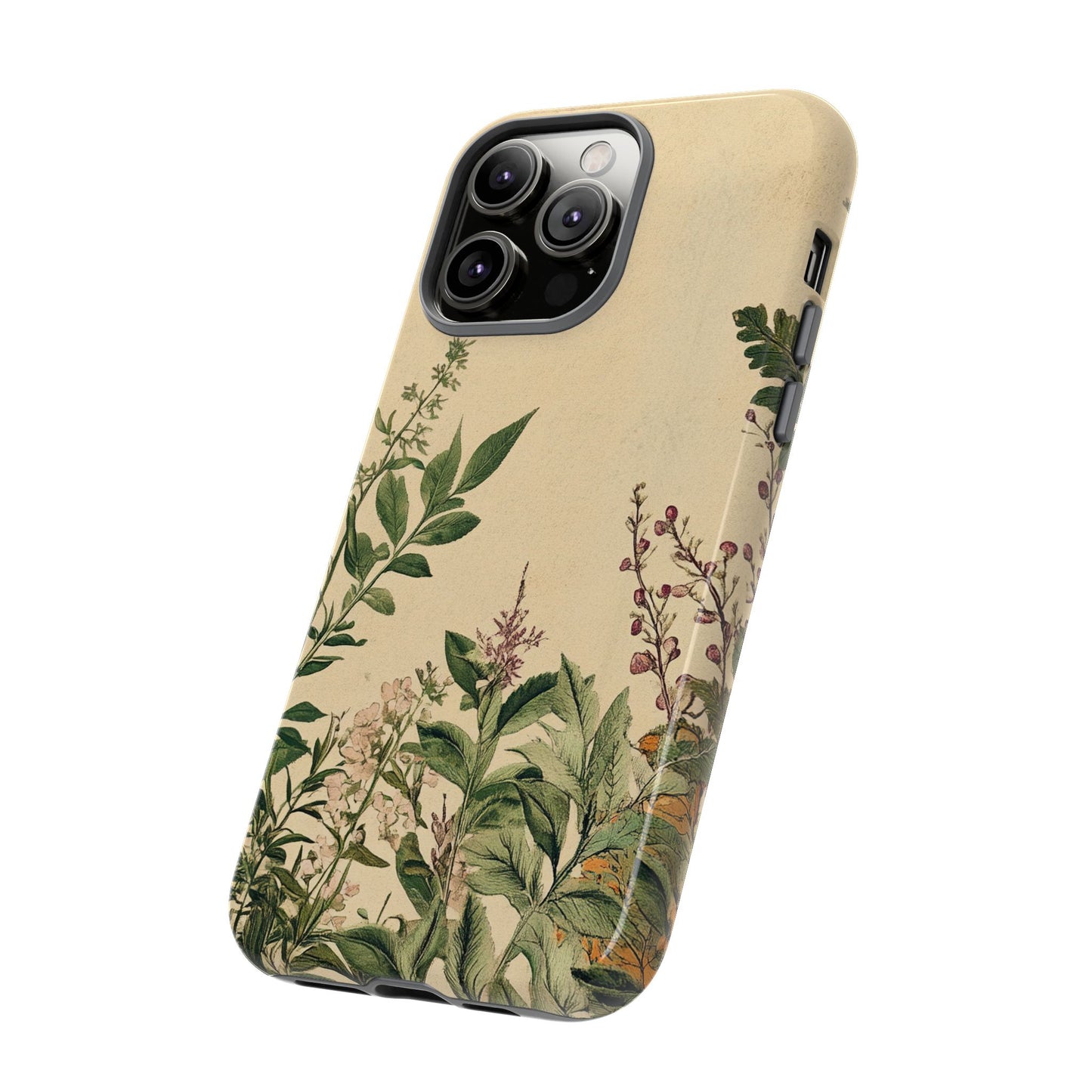 Floral Vintage Tough Case – Botanical Protective Phone Cover,Plants Lovers