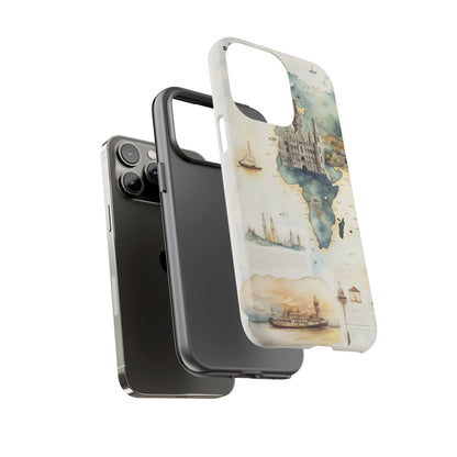 Hard Phone Case — Watercolor Fantasy Map Castle Design