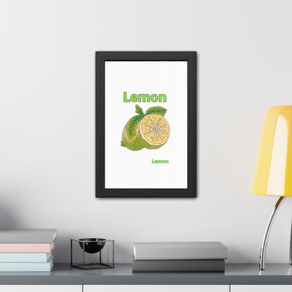 Lemon Framed Poster, Bright Home Decor, Kitchen Art, Gift for Citrus Lovers, Fresh Farmhouse Style