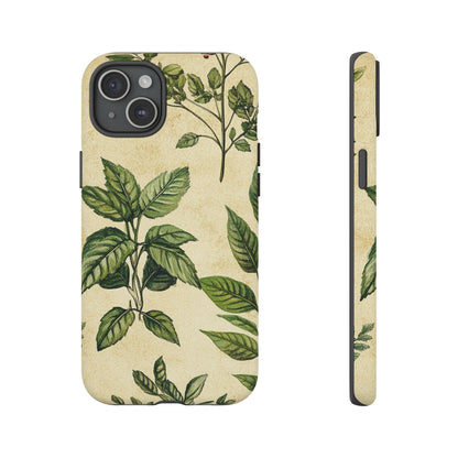 Botanical Leaves Tough Phone Case — Vintage Green Plant Print
