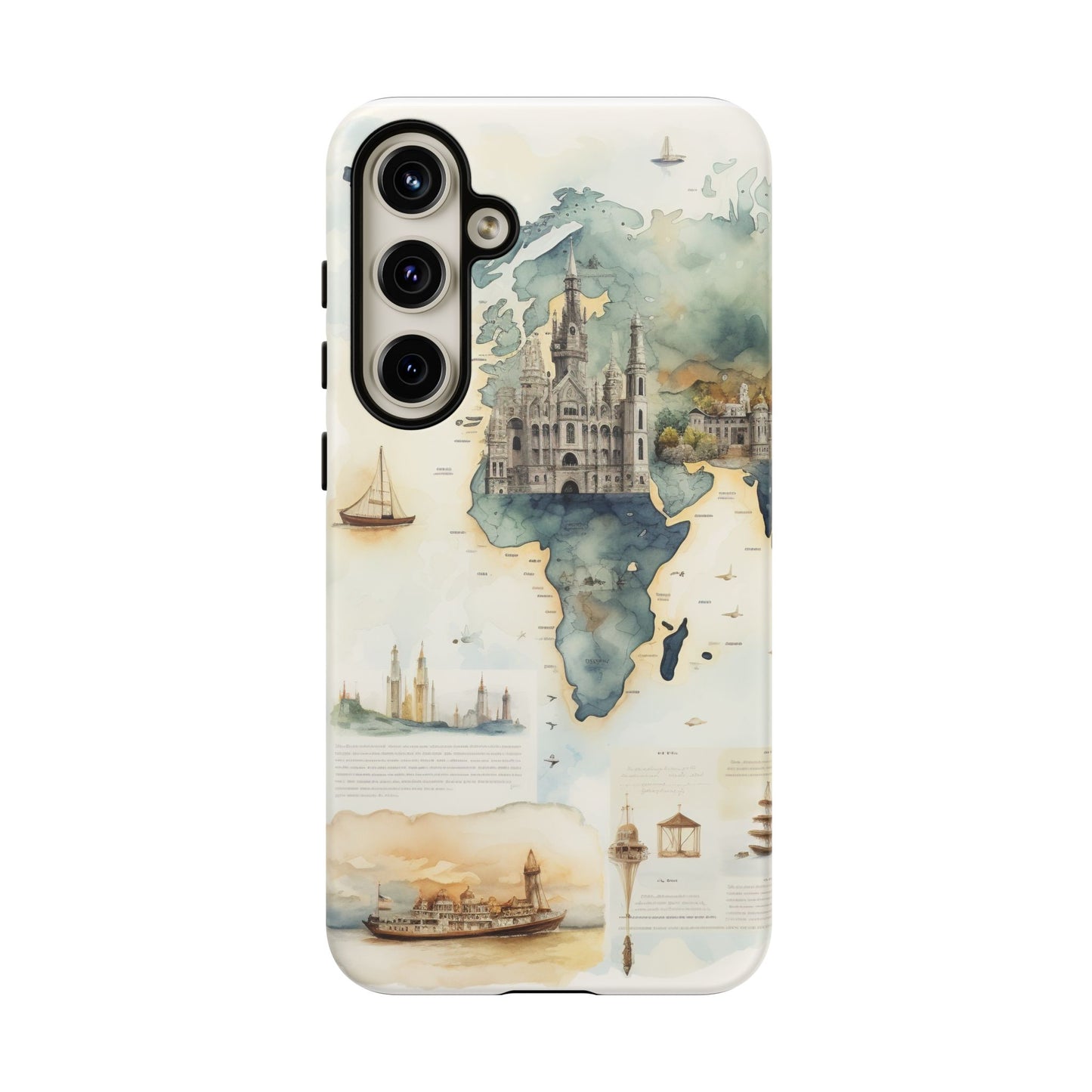Hard Phone Case — Watercolor Fantasy Map Castle Design