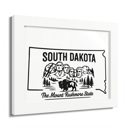South Dakota State Framed Poster — The Evergreen State Vintage Map Print,Perfect Gift For Her,For Him.