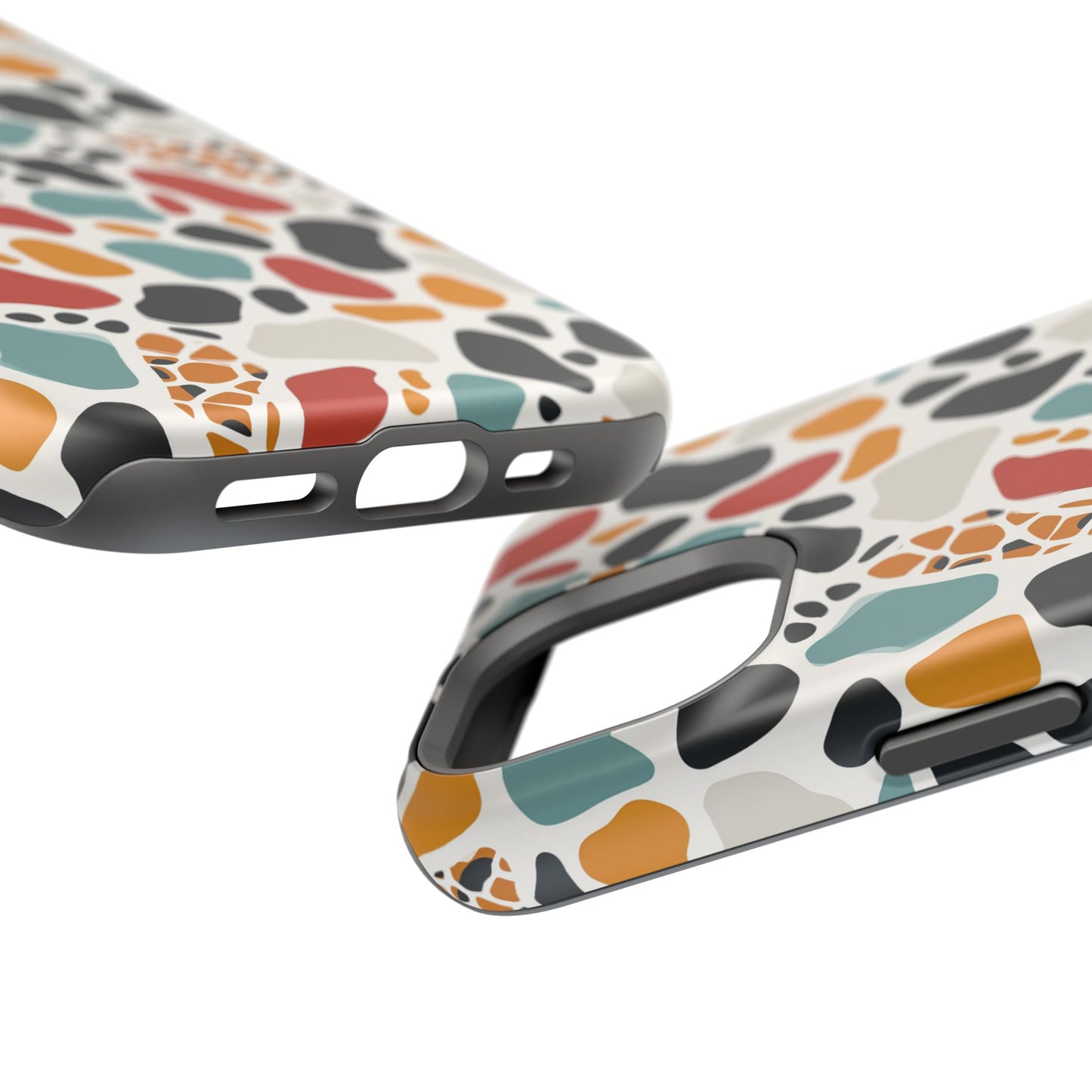 Terrazzo Pattern Magnetic Impact Phone Case — Colorful Retro Pebble Design