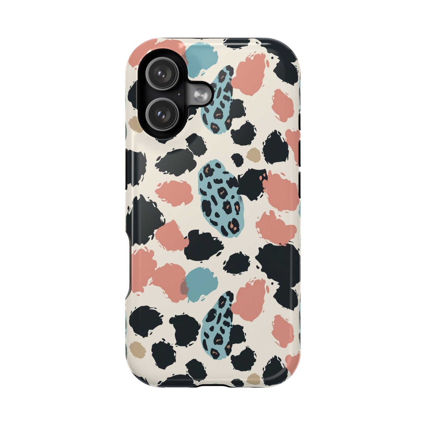 Leopard Splash Magnetic Impact Phone Case — Teal & Coral Animal Print