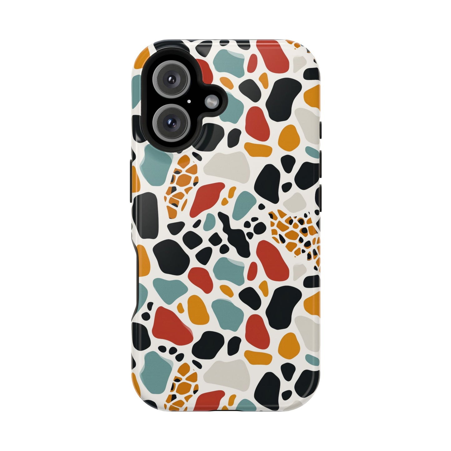 Terrazzo Pattern Magnetic Impact Phone Case — Colorful Retro Pebble Design