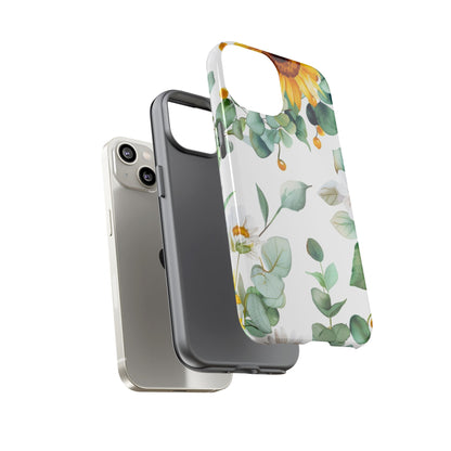 Sunflower & Eucalyptus Tough Phone Case — Protective Floral iPhone Case
