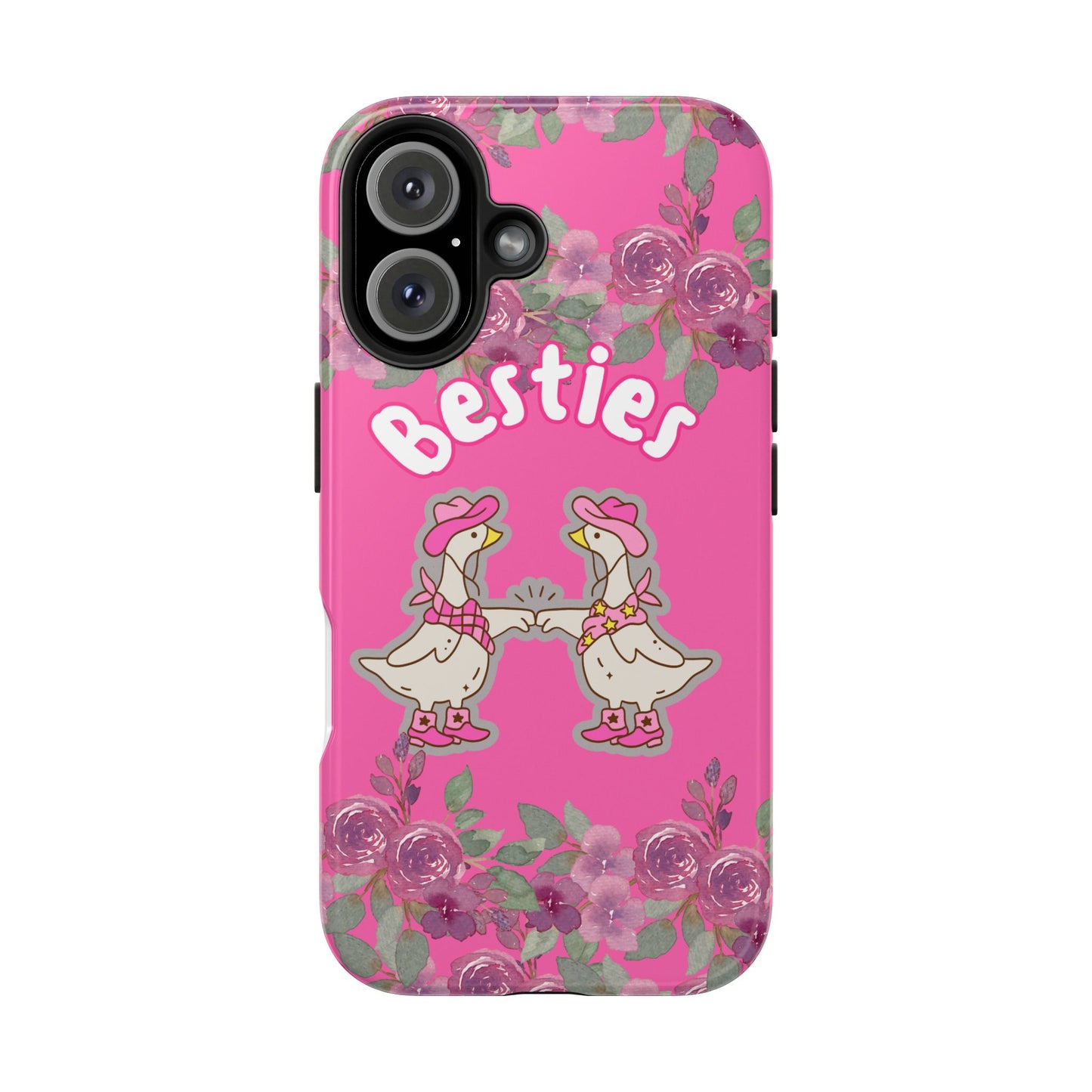 Colorful Floral Besties Phone Case, Tough Mobile Cover for Best Friends, Cute Gift for Friendship Day, Unique Cell Phone Protection