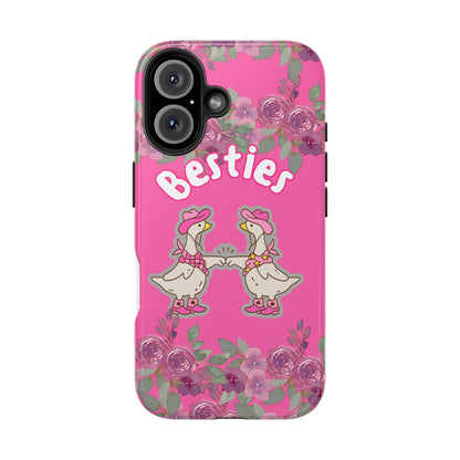Colorful Floral Besties Phone Case, Tough Mobile Cover for Best Friends, Cute Gift for Friendship Day, Unique Cell Phone Protection