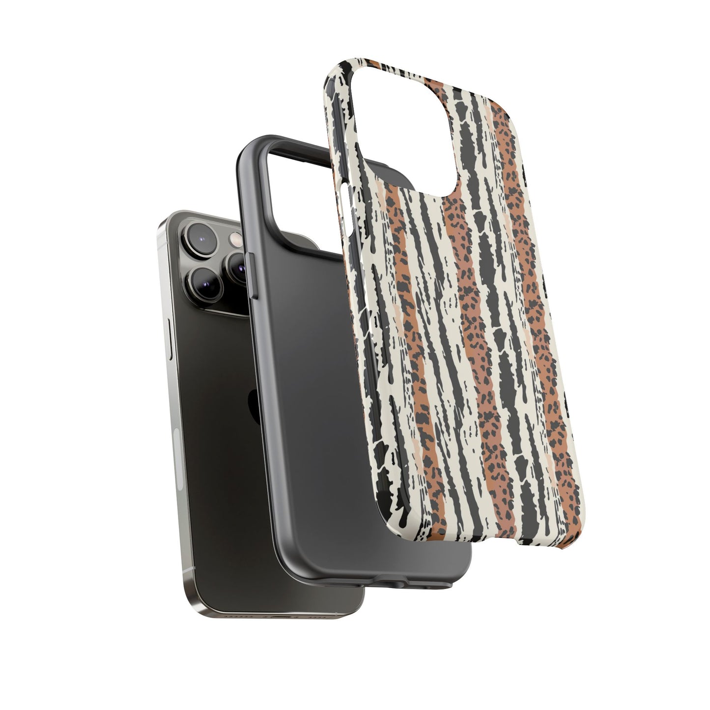 Animal Stripe Phone Case — Leopard & Zebra Pattern Tough Protective Cover,Africa Pattern .