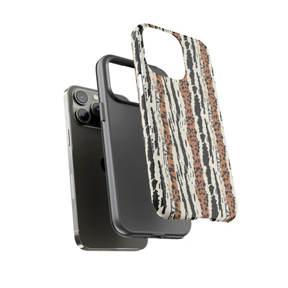 Animal Stripe Phone Case — Leopard & Zebra Pattern Tough Protective Cover,Africa Pattern .