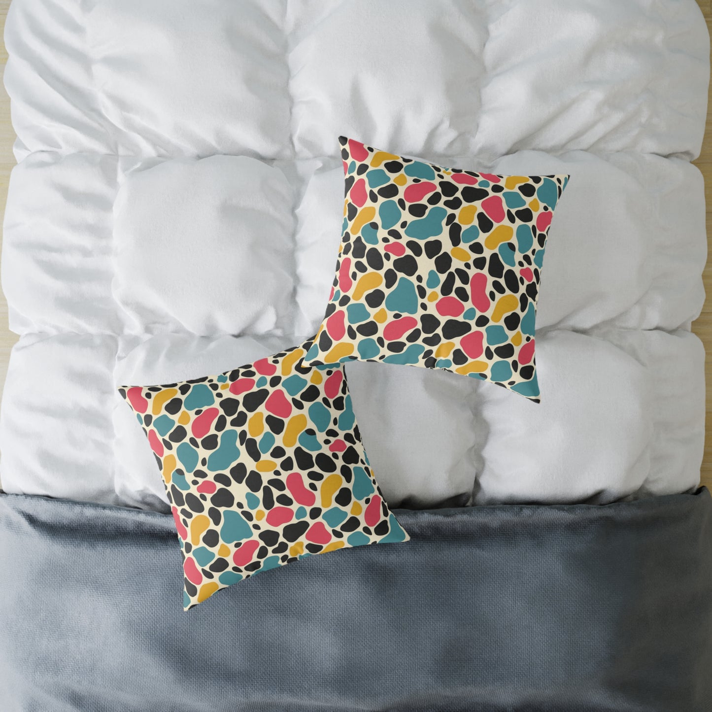 Square Poly Canvas Pillow,Color Pattern