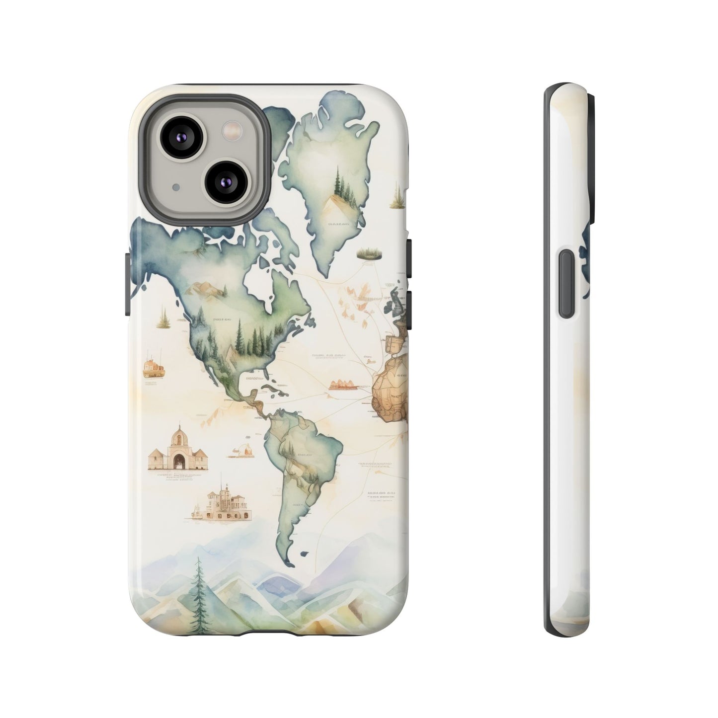 Hard Phone Case — Watercolor Fantasy Map Castle Design