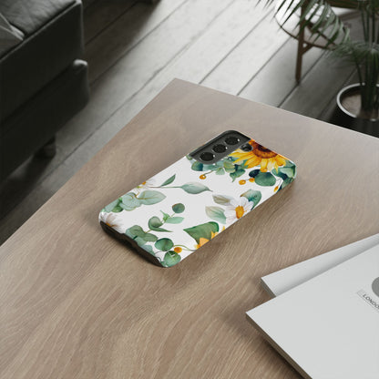 Sunflower & Eucalyptus Tough Phone Case — Protective Floral iPhone Case