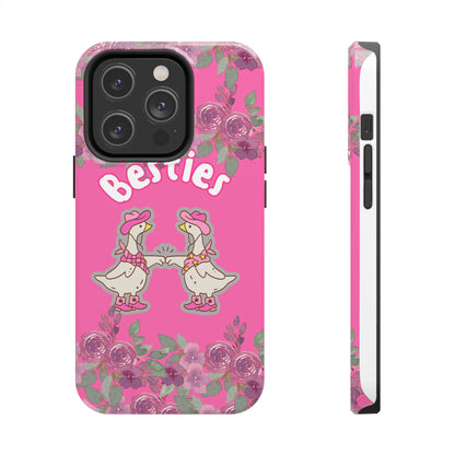 Colorful Floral Besties Phone Case, Tough Mobile Cover for Best Friends, Cute Gift for Friendship Day, Unique Cell Phone Protection