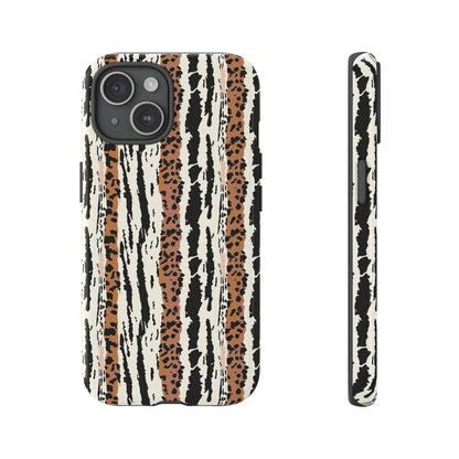 Animal Stripe Phone Case — Leopard & Zebra Pattern Tough Protective Cover,Africa Pattern .