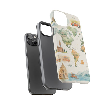 Hard Phone Case — Watercolor Fantasy Map Castle Design
