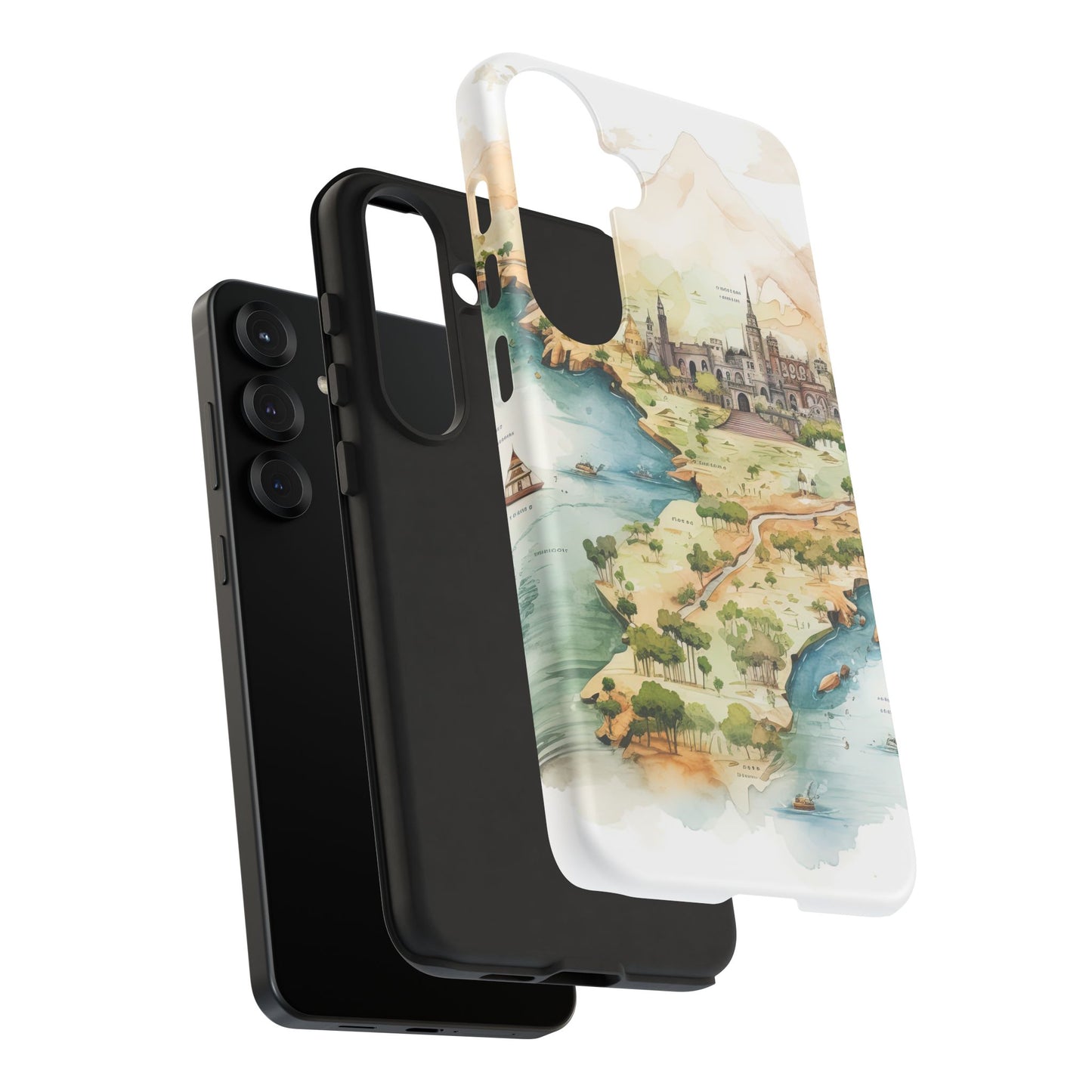 Hard Phone Case — Watercolor Fantasy Map Castle Design