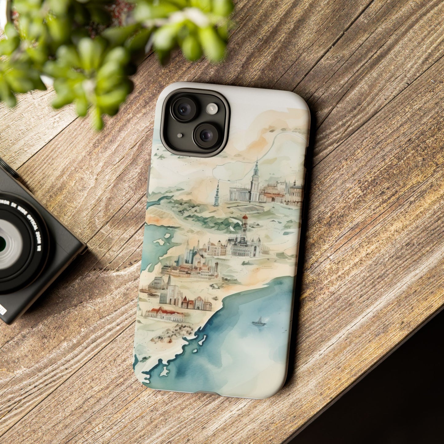 Hard Phone Case — Watercolor Fantasy Map Castle Design