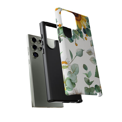 Sunflower & Eucalyptus Tough Phone Case — Protective Floral iPhone Case