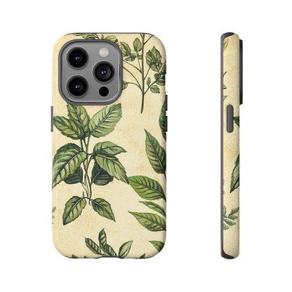 Botanical Leaves Tough Phone Case — Vintage Green Plant Print