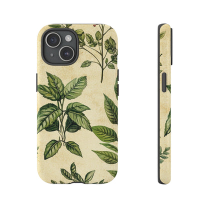 Botanical Leaves Tough Phone Case — Vintage Green Plant Print