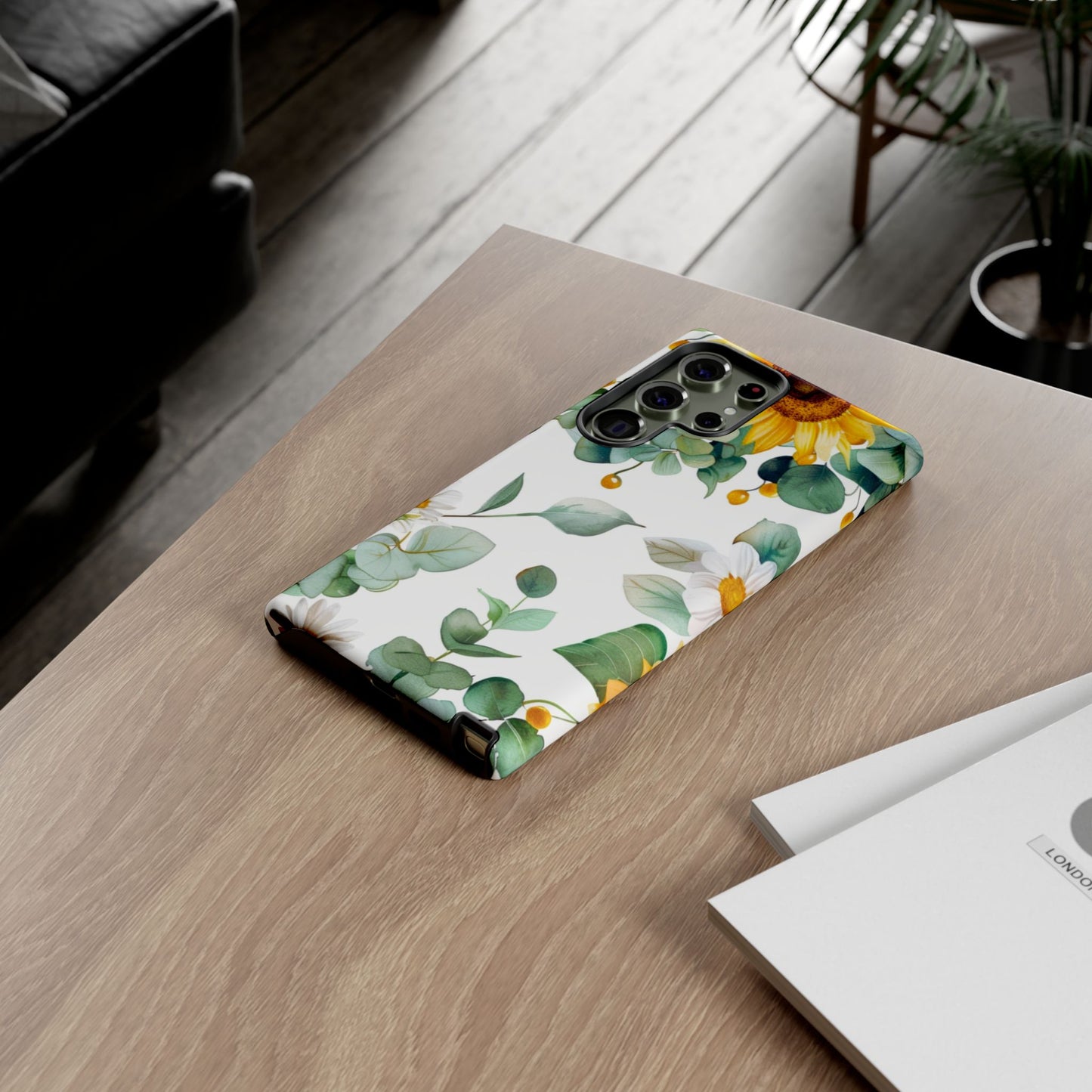 Sunflower & Eucalyptus Tough Phone Case — Protective Floral iPhone Case