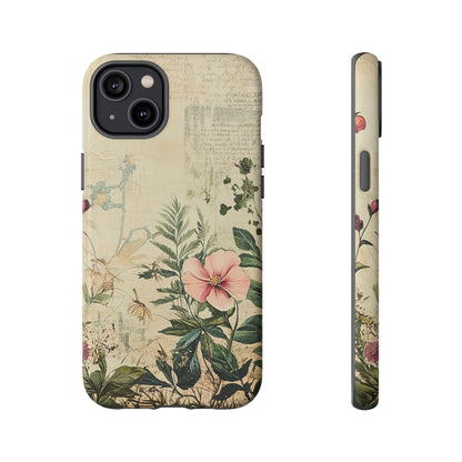 Floral Vintage Tough Case – Botanical Protective Phone Cover,Plants Lovers