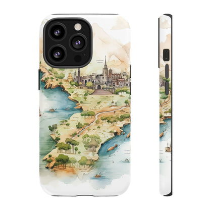 Hard Phone Case — Watercolor Fantasy Map Castle Design