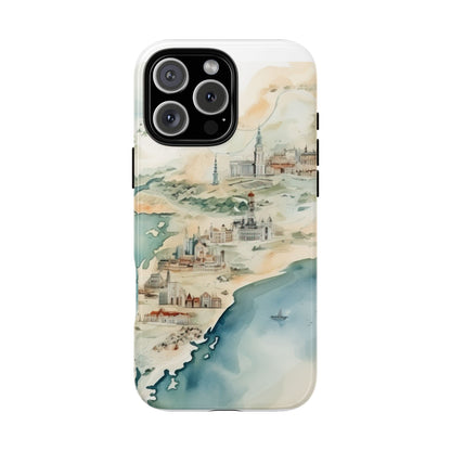 Hard Phone Case — Watercolor Fantasy Map Castle Design