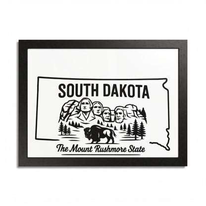 South Dakota State Framed Poster — The Evergreen State Vintage Map Print,Perfect Gift For Her,For Him.