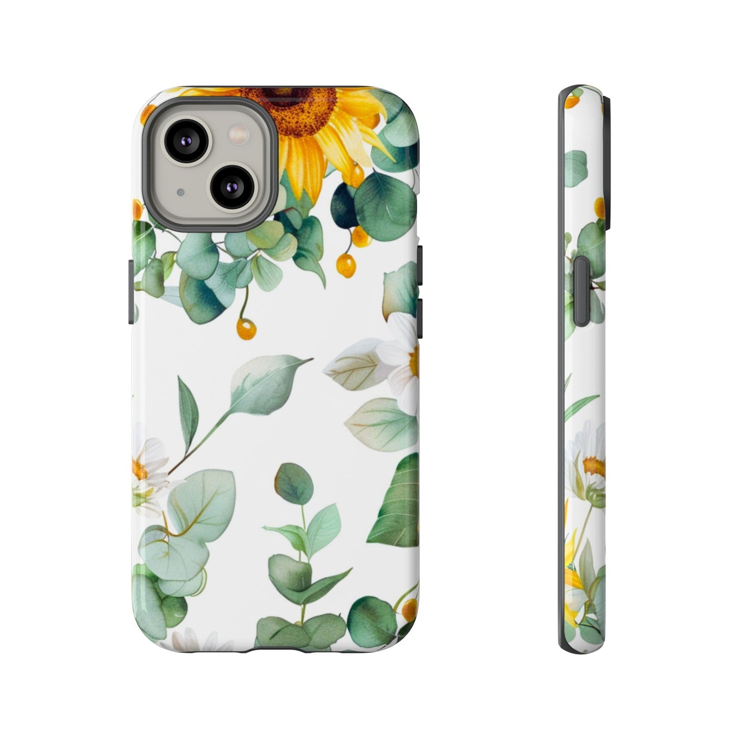 Sunflower & Eucalyptus Tough Phone Case — Protective Floral iPhone Case