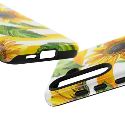 Sunflower Stripes Phone Case - Bright Floral Tough Case