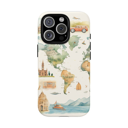 Hard Phone Case — Watercolor Fantasy Map Castle Design