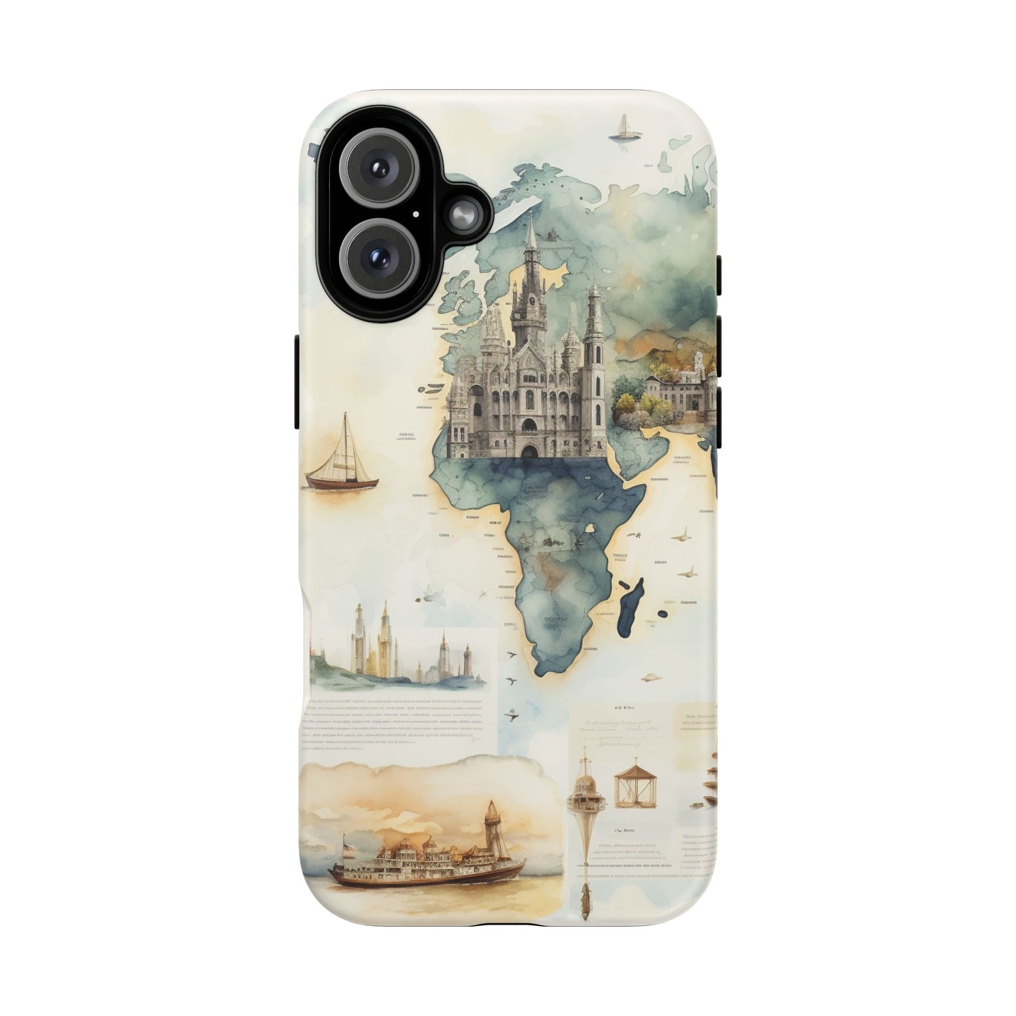 Hard Phone Case — Watercolor Fantasy Map Castle Design