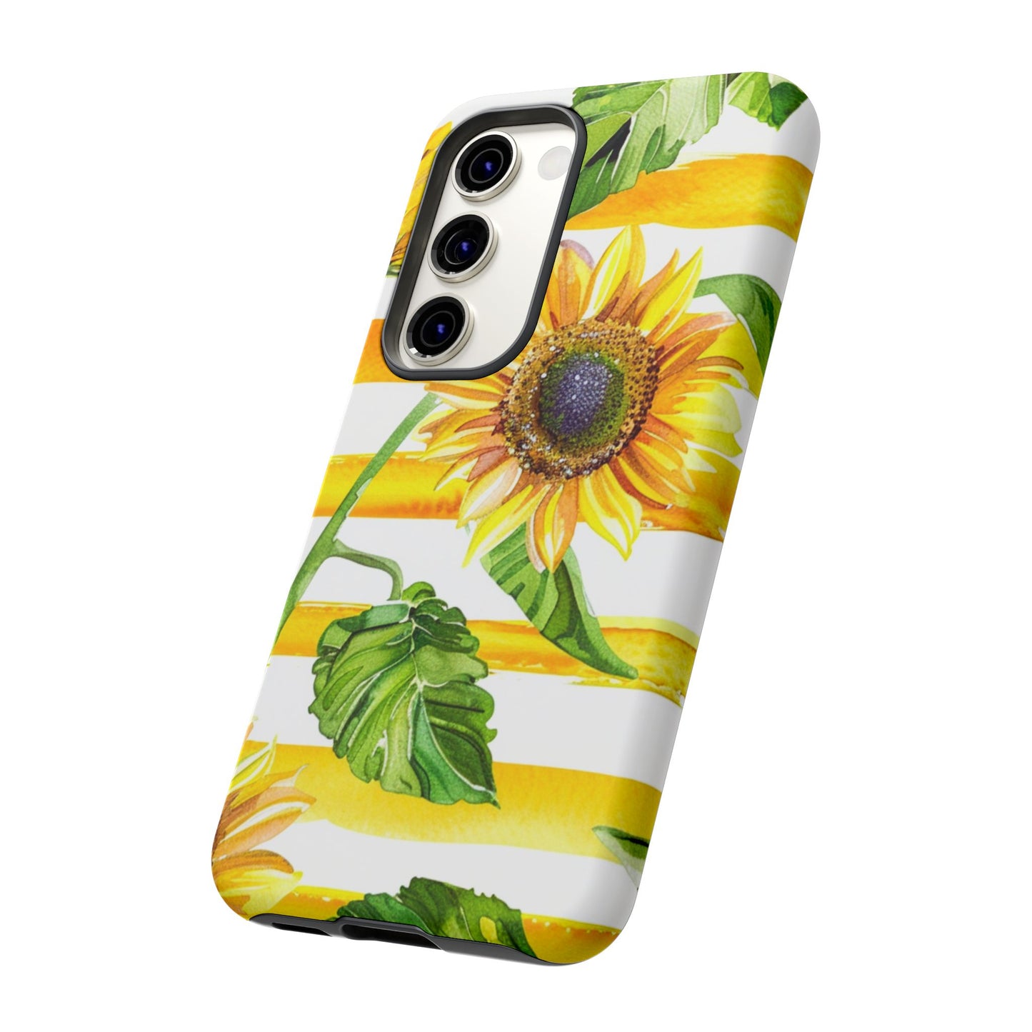 Sunflower Stripes Phone Case - Bright Floral Tough Case