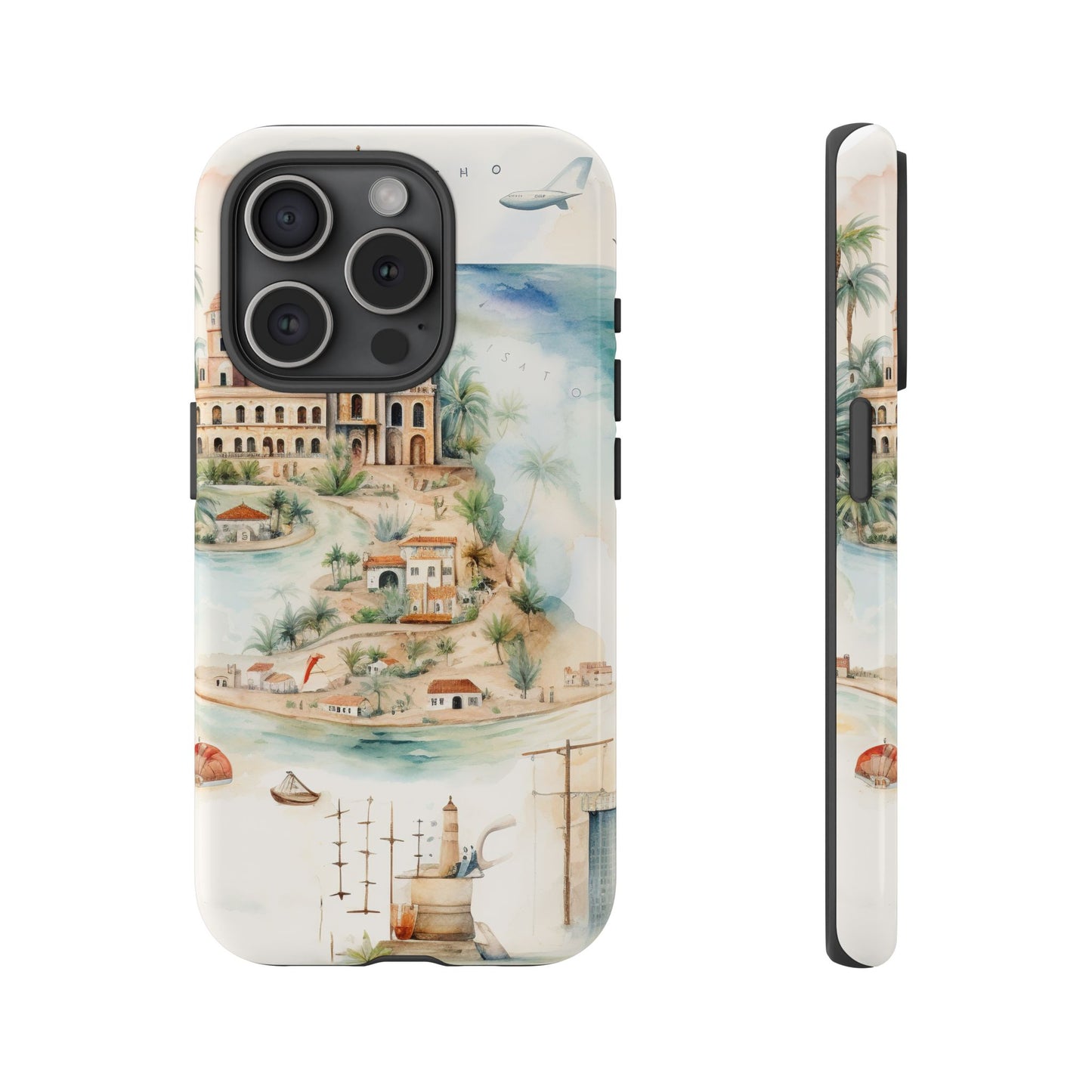 Hard Phone Case — Watercolor Fantasy Map Castle Design