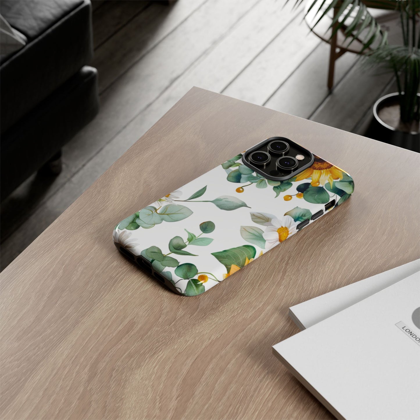 Sunflower & Eucalyptus Tough Phone Case — Protective Floral iPhone Case