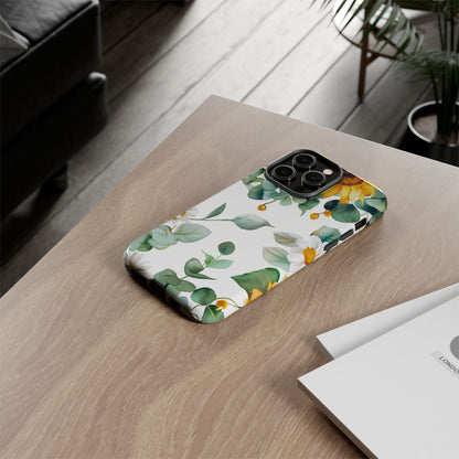 Sunflower & Eucalyptus Tough Phone Case — Protective Floral iPhone Case