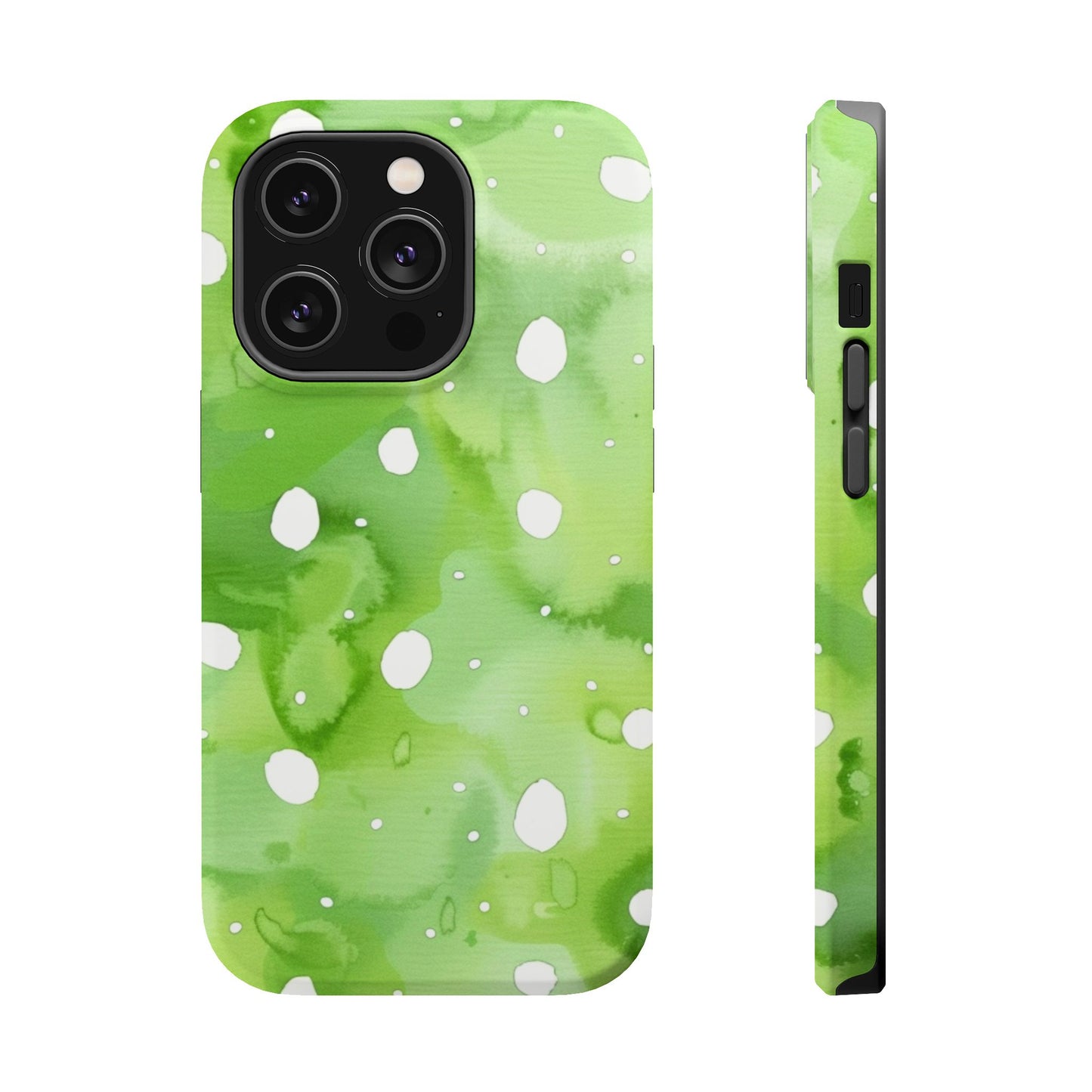 Green Watercolor Polka Dot Magnetic Impact Phone Case